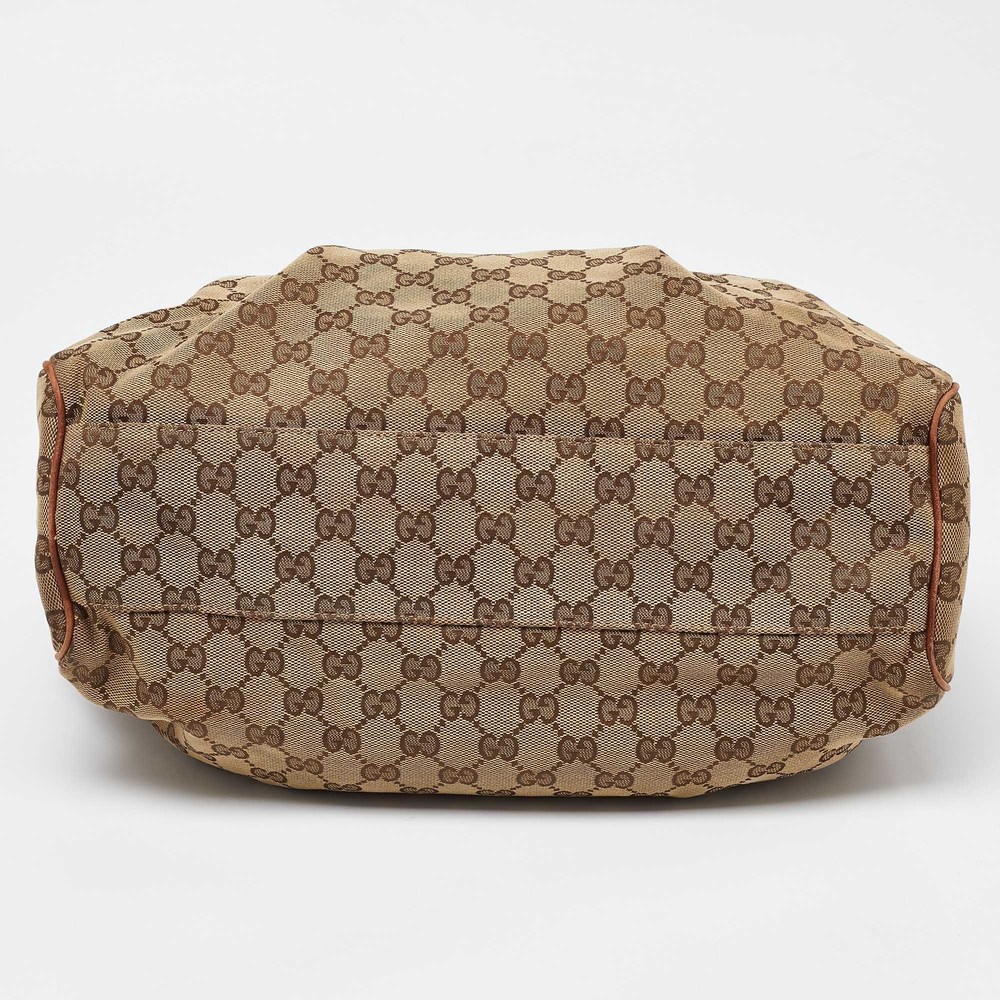 GUCCI Beige/Brown GG Canvas and Leather Medium Sukey Tote - Picture 7 of 8